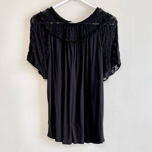 Loft Flutter Short Sleeve Sheer Embroidered Dot Top